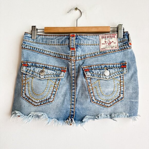True Religion SADIE mini Skirt Light Wash 28 - Picture 5 of 9